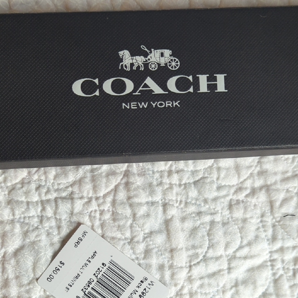 Coach Car Black Leather Apple Strap Watch Band - Picture 2 of 6